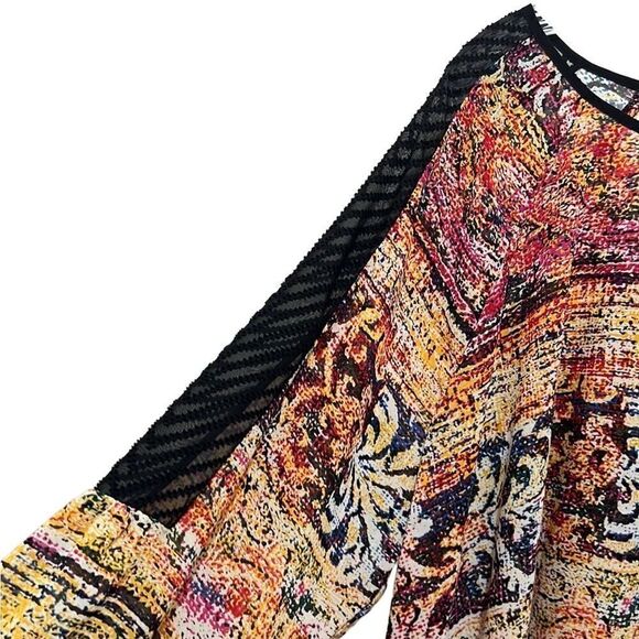 Marc Brouwer unlimited top hi-lo multicolored sheer geometric 2X - Picture 3 of 7